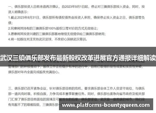 武汉三镇俱乐部发布最新股权改革进展官方通报详细解读
